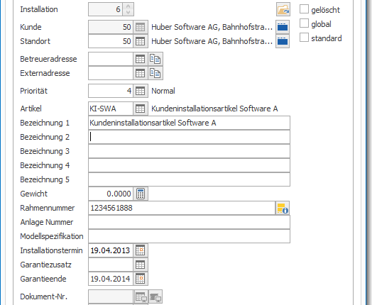 Kunden Installationen verwalten in PROFFIX