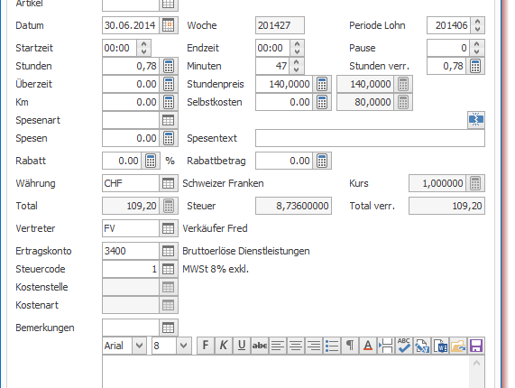 Leistungsverwaltung in PROFFIX