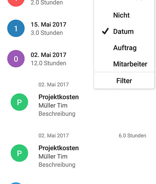 Gruppierung und Filterung in pApp